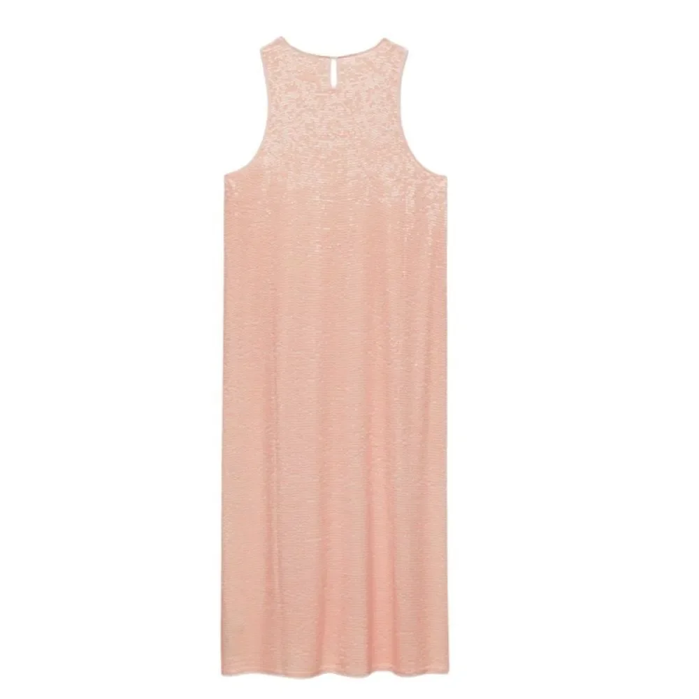 ZARA Pink Sequin Midi Dress - Picture 2 of 13